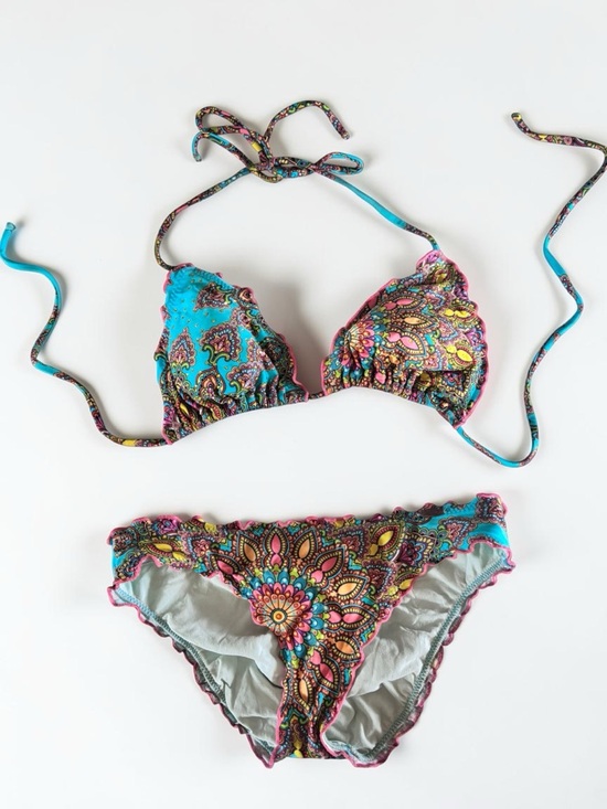 Other - Boho Paisley Bikini Set Colorful Festival Swimwear Adjustable Top L